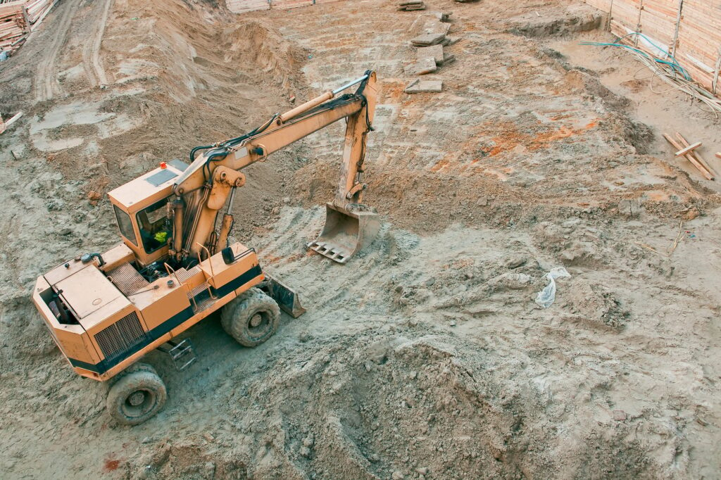 Excavator working on the construction site